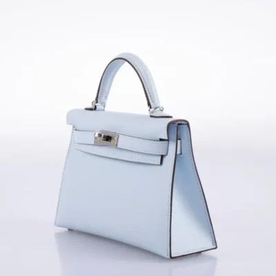 Hermès Limited Edition 2021 Mini Kelly 20 II Bleu Brume and Hydra Epsom Palladium Hardware