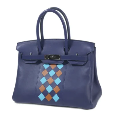 Hermès Limited Edition Tressage Birkin 30 Blue Encre/Gold/Blue Du Nord Swift and Epsom leather Palladium Hardware