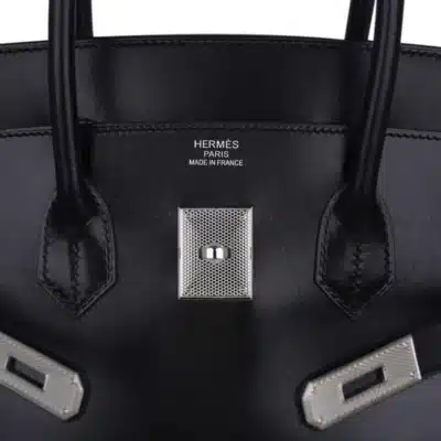 Hermès Limited Edition Birkin 35 Black Box Calfskin Guilloche logo1