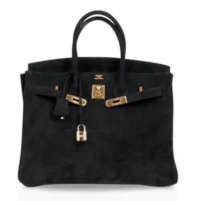 Hermès Limited Edition Birkin 35 Black Doblis Suede Gold Hardware