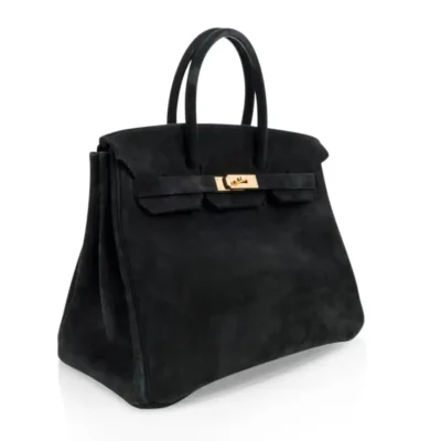 Hermès Limited Edition Birkin 35 Black Doblis Suede Gold Hardware