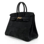 Hermès Limited Edition Birkin 35 Black Doblis Suede Gold Hardware