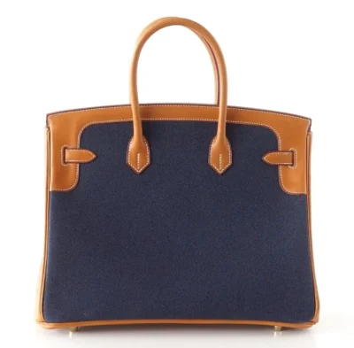 Hermès Limited Edition Birkin 35 Blue Flag Toile Barenia Permabrass Hardware