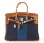 Hermès Limited Edition Birkin 35 Blue Flag Toile Barenia Permabrass Hardware