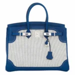 Hermès Limited Edition Birkin 35 Ghillies Bleu Saphir Swift & Toile Palladium Hardware