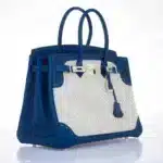 Hermès Limited Edition Birkin 35 Ghillies Bleu Saphir Swift & Toile Palladium Hardware