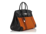 Hermès Limited Edition Birkin 35 Orange/Black Box Calfskin & Toile Potamus Palladium Hardware