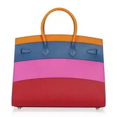 Hermès Limited Edition Birkin 35 Sellier Sunset Rainbow Epsom Palladium Hardware