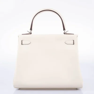 Hermès Limited Edition Kelly 25 Retourne In & Out Nata Swift Palladium Hardware Replica luxury handbag