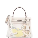 Hermès Limited Edition Kelly 25 Retourne In & Out Nata Swift Palladium Hardware Replica luxury handbag