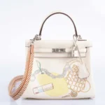 Hermès Limited Edition Kelly 25 Retourne In & Out Nata Swift Palladium Hardware Replica luxury handbag