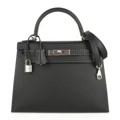 Hermès Limited Edition Kelly 28 Black Veau Graine Monsieur Palladium Hardware