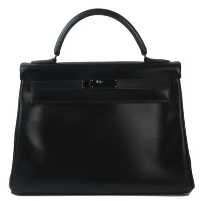 Hermès Limited Edition Kelly 32 So Black Box Calfskin Black Hardware