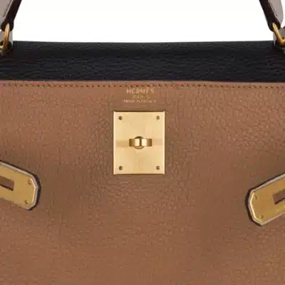 Hermès Limited Edition Kelly 32 Tri-Color Bag Tabac Camel Ebene Parchemin Clemence logo1