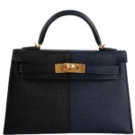 Hermès Limited Edition Mini Kelly 20 II Sellier Casaque Black/Indigo/Rouge H Epsom Gold Hardware Lushentic quality