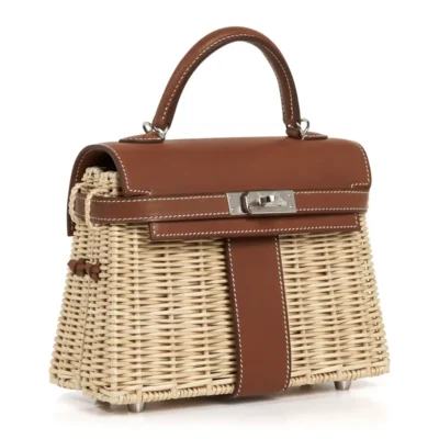 Hermès Mini Kelly 20 Bag Picnic Barenia & Osier Palladium Hardware