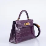 Hermès Mini Kelly 20 Cassis Shiny Alligator Mississippiensis Gold Hardware