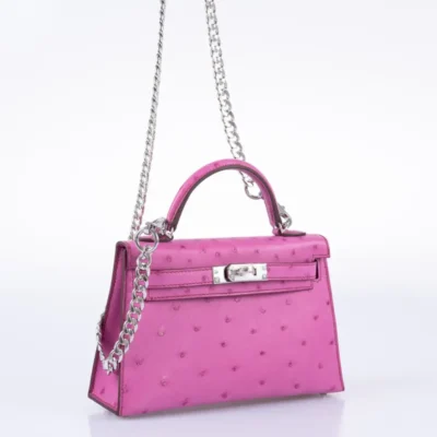 Hermès Mini Kelly 20 Fuchsia Ostrich front2