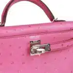 Hermès Mini Kelly 20 Fuchsia Ostrich Palladium Hardware