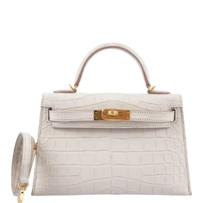 Hermès Mini Kelly 20 II Sellier Beton Matte Alligator Mississippiensis Gold Hardware