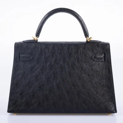 Hermès Mini Kelly 20 II Sellier Black Ostrich Gold Hardware