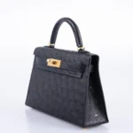 Hermès Mini Kelly 20 II Sellier Black Ostrich Gold Hardware