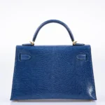 Hermès Mini Kelly 20 II Sellier Blue Sapphire Niloticus Lizard Gold Hardware