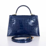 Hermès Mini Kelly 20 II Sellier Blue Sapphire Shiny Alligator Mississippiensis Gold Hardware