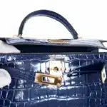 Hermès Mini Kelly 20 II Sellier Blue Sapphire Shiny Alligator Mississippiensis Gold Hardware