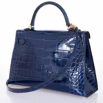 Hermès Mini Kelly 20 II Sellier Blue Sapphire Shiny Alligator Mississippiensis Gold Hardware