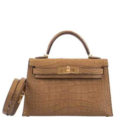 Hermès Mini Kelly 20 II Sellier Kraft Matte Alligator Mississippiensis Gold Hardware