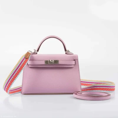 Hermès Mini Kelly 20 II Sellier Mauve Sylvestre Epsom detail1