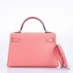 Hermès Mini Kelly 20 II Sellier Rose D'ete Chevre Palladium Hardware