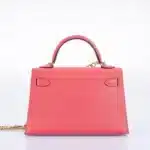 Hermès Mini Kelly 20 II Sellier Rose Lipstick Chevre Gold Hardware replica handbags online