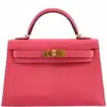 Hermès Mini Kelly 20 II Sellier Rose Lipstick Chevre Gold Hardware