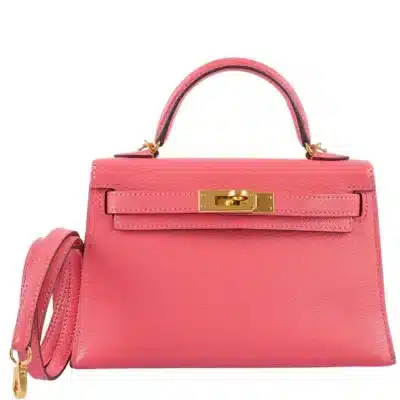 Hermès Mini Kelly 20 II Sellier Rose Lipstick Chevre Gold Hardware