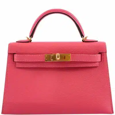 Hermès Mini Kelly 20 II Sellier Rose Lipstick Chevre Gold Hardware