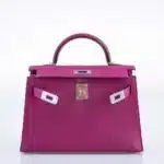 Hermès Mini Kelly 20 II Sellier Rose Pourpre Chevre Palladium Hardware