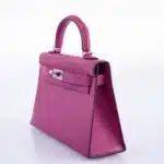 Hermès Mini Kelly 20 II Sellier Rose Pourpre Chevre Palladium Hardware