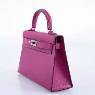 Hermès Mini Kelly 20 II Sellier Rose Pourpre Chevre Palladium Hardware