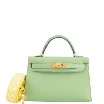 Hermès Mini Kelly 20 II Vert Criquet Chèvre Mysore Gold Hardware