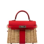 Hermès Mini Kelly 20 Picnic Rouge De Coeur Swift & Osier Wicker Palladium Hardware