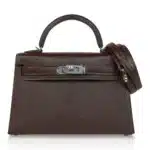 Hermès HSS Mini Kelly 20 Sellier Bi-Color Havane and Etrusque Chevre Palladium Hardware