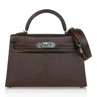 Hermès HSS Mini Kelly 20 Sellier Bi-Color Havane and Etrusque Chevre Palladium Hardware