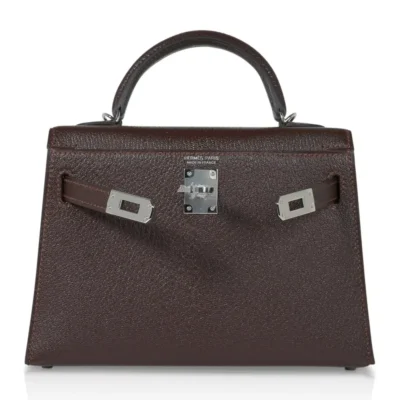 Hermès HSS Mini Kelly 20 Sellier Bi-Color Havane and Etrusque Chevre Palladium Hardware