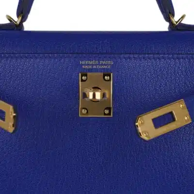 Hermès Mini Kelly 20 Sellier Blue de Royal Chevre logo1