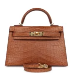 Hermès Mini Kelly 20 Sellier Gold Matte Alligator Mississippiensis Gold Hardware