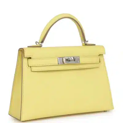 Hermès Mini Kelly 20 Sellier Limoncello Chevre Palladium Hardware