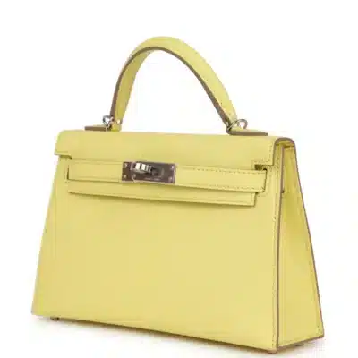 Hermès Mini Kelly 20 Sellier Limoncello Chevre Palladium Hardware