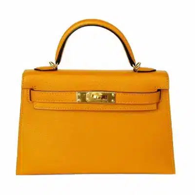 Hermès Mini Kelly 20 Sellier Moutarde Chevre Mysore Gold Hardware